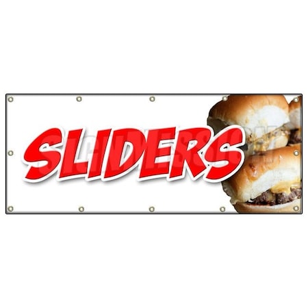 Signmission SLIDERSMINI BURGERS BANNER SIGN charcoal grilled beef cheeseburger eat B-120 Sliders Mini Burger